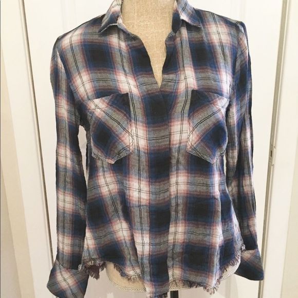 Anthropologie Cloth & Stone Plaid Shirt Sz S/M - Picture 1 of 9
